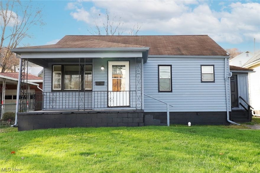 Two bedroom, one bathroom home with fresh paint throughout the interior and exterior.  All rooms on one level including laundry hook up.  Bedrooms and living rooms received new carpet.  New breaker box and newer gas furnace.  Front covered porch.  Close to State Route 7, shopping, dining, school and entertainment. The new bridge is just down the road for easy access to West Virginia.     Would make a great first home or investment property.