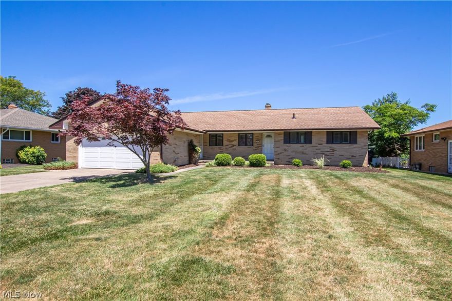 Lovingly maintained all-brick ranch with hardwood floors and a big private backyard awaits its new owner! This home features a newer roof, replacement windows, neutral paint throughout, and an excellent floorplan. First floor laundry with connected half bath! Living room + family room with fireplace + enclosed sunroom offers plenty of gathering space, and the three bedrooms plus two full baths means everyone has their space. Full unfinished basement is a blank slate and can become whatever you need! Beautiful backyard is ready to host friends & family for parties, or simply welcome you to relax and unwind. Convenient location just minutes from shopping, dining, and the freeway. Don't miss out on this gem!