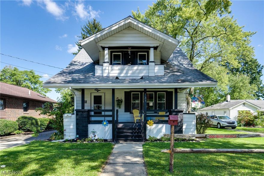 Don't miss this beautiful 3 bedroom home located in the Newton Falls community! Walking up you'll fall in love with the covered front porch, the perfect place for sipping on a cup of coffee or glass of lemonade while you watch the world go by! Walking into the foyer you will be amazed at the gorgeous hardwood floors and beautiful craftsmanship this home presents. A large coat closet awaits as you walk into the completely updated kitchen with new countertops, flooring and lighting! The kitchen leads right into the large dining room, the perfect place for a wonderful meal with friends and family! And look at those French doors! Leave them open or close them for peace and quiet. The large living room features large picture windows that allow beautiful natural light to shine on those amazing hardwood floors! The second level is where you will find three bedrooms, each with their own closet and fresh carpet. The full bathroom is tastefully vintage with a modern twist! The lower level is ope