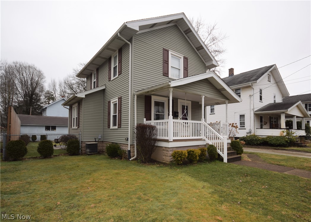 Welcome to 920 10th Street NE in Massillon! When you pull up to this lovely home, you will be in awe with how much curb appeal it has! With beautifully colored siding and shutters, bright white trim, and a charming covered front porch, it’s sure to be love at first sight! Step inside to see the amazing amount of character the interior has: original hardwood flooring, arched doorway between the living & dining rooms, and unique tile-work on the kitchen floor. The kitchen has newer all-black appliances, lots of cabinets for storage, recessed lighting, and access to the backyard. Head upstairs to find two bedrooms and a bathroom. Backyard is fully fenced-in with a stamped concrete patio; great for hosting cook-outs or just enjoying the outdoors. This home is full of delightful features – don’t let it pass you by!