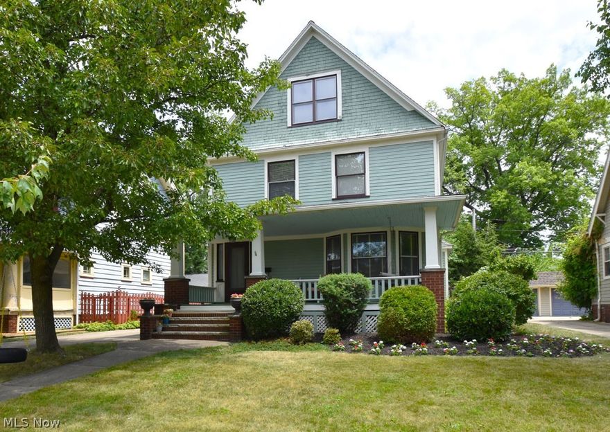 Classical, gorgeous, and lovingly cared for this magnificent 5 bedroom, 2.5 bath Colonial is reminiscent of the grandeur of days gone by. Nestled on a lovely Western Lakewood very wide-set street. Prime location in Lakewood! From curb appeal to finished 3rd floor this home offer top to bottom elegance. Big freshly painted front porch and swing are a warm welcome while original hardwood floors, gorgeous natural wood work and leaded glass built-ins are just the start to the many details offered. Entranceway with powder room on first. Lovely living room with fireplace seamlessly flows to formal dining room and into your updated kitchen with granite, subway tiles, stylish cabinets and beams. Lots of light shining in! All the bedrooms are a great size,  with gleaming hardwood floors, plus the bathrooms sparkle with updates. The 3rd floor is finished and includes a full bath. The back yard is exceptionally done with stamped patio, deck and park-like plantings! Please enjoy our attached video