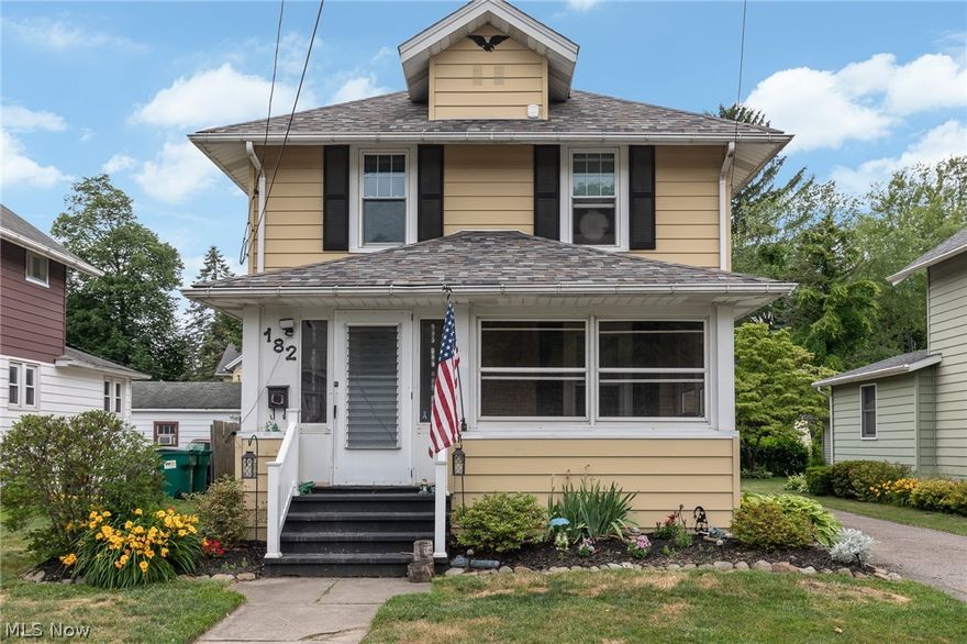 Old world charm in this beautiful 1935 Colonial with many original features remaining. This adorable 3 bedroom / 1 bathroom home has been well maintained and is move-in ready. The covered front porch with windows that open is a great area to enjoy your coffee with friends or family. Inside, the living room has tall molding, original doors and built-ins. It leads to a formal dining space. The home has newer windows throughout. The kitchen is a great size and has an eat-in area. Upstairs are three bedrooms that share a light, bright and neutral full bath. There are ample storage closets on this level also. The basement is wonderful for the age of the home and has both a laundry area and additional storage space. There is a covered back porch and a detached garage with opener. The yard is private and low maintenance. This is a wonderful opportunity for a move-in ready home. The home has a newer roof (2018), garage & shed roof (2023), bathroom (2020), HWT (2022).