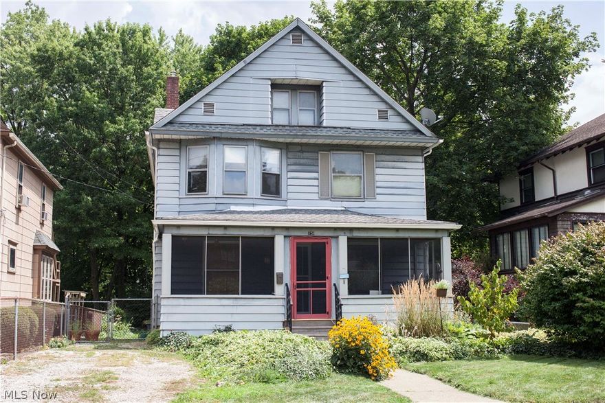 Welcome to 75 Dodge Ave., in Akron's desirable Highland Square neighborhood. This house is a must see inside, where it has a large living room with a beautiful decorative fireplace, parsons bench, hardwood floors and all original woodwork. There is a pocket door between the living room and dining room with a bay window, also with hardwood floors. There is a small half bath just off the kitchen, where the stove and fridge will stay.
Upstairs in the hall there is a restored wood linen closet, two bedrooms, one with a bay window, and a large full bath. The bath has a brand new tub surround, and lots of storage with the built in linen closet.
There is a potential apartment what right now is considered the master suite. There is a small living/ dressing room space (or bedroom 3), small bath with a stand up shower, and a large master bedroom with a decorative fireplace. Off the master is the original kitchen for the apartment, and this would make a great second floor laundry if not used as