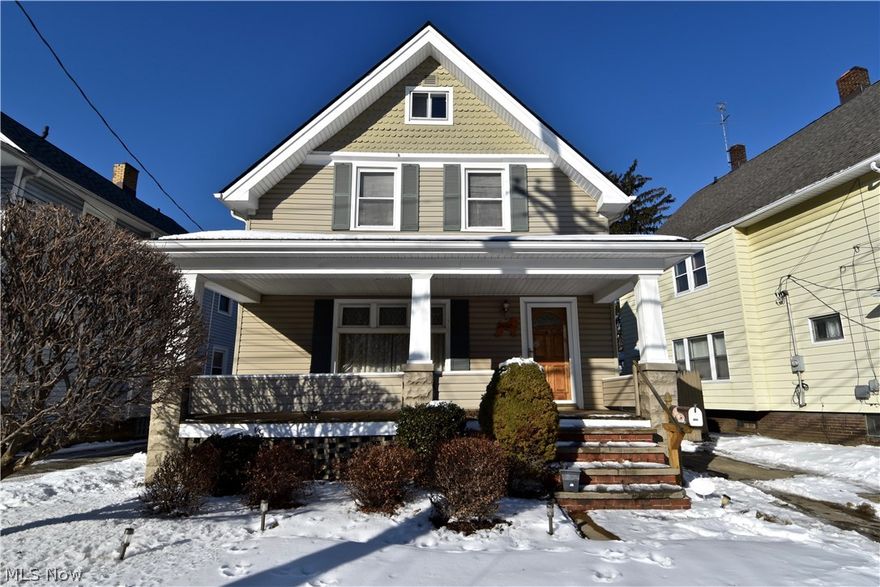 Very well-maintained Old Brooklyn front-porch colonial with charm and character. Fireplace and custom built-ins in living room. Formal dining room with built-ins and spacious adjacent storage closet. Great storage space throughout. Some leaded-glass windows, some replacement windows. Eat-in kitchen includes appliances. Vinyl siding, glass-block basement windows. Two-car garage with auto-opener. Third floor is great for storage. As-is sale, subject to probate court approval.