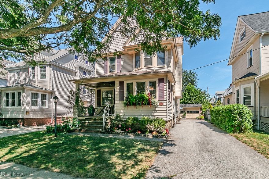 Welcome to this beautifully maintained century home nestled in one of Lakewoods most sought after neighborhoods, just moments from the scenic Rocky River Reservation. Enjoy easy access to local favorites like the award-winning Artis restaurant, the Lakewood Food Truck Park, and a variety of charming shops and eateries that make this community so vibrant. This timeless home blends historic character with thoughtful modern updates. Original woodwork, moldings, and architectural details provide warmth and charm, while contemporary upgrades offer comfort and convenience. The spacious main level includes a formal dining room, living room and a convenient half bath off the eat in kitchen and flows effortlessly into a lovely backyard oasis perfect for gardening or entertaining. Upstairs, you'll find 3 bedrooms and a full bath, walkout porch and a spacious third-floor owner's suite that offers privacy and versatility. Whether you're entertaining, relaxing, or working from home, this home offers the perfect balance of historic beauty and functional design. Don't miss your chance to own a piece of history with all the modern touches you've been looking for!