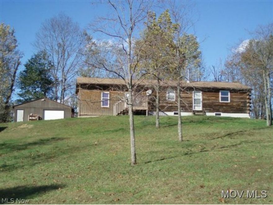 Reduced - Beautiful Views!!  Ranch log on full basement with an attached addition.  Detached 24x24 garage and small barn.  Basement walls have been reinforced with guarantee and engineer's report from Basement Systems of WV. (Geo-Lock Anchors)  There are two rooms partially finished in basement - previously an office and bedroom prior to basement repair. Great hunting or full time residence with privacy.  Elem: Harrisville Elementary School  Elem/Bus: Y  JrHigh: Ritchie County Middle School  JrHigh/Bus: Y  High: Ritchie Cty. High  High/Bus: Y  Fire: VOL  Police: SHF  PossFreeGas: N  ;SQFT=Fin L1:1393, Fin Above:0, Fin Total:1393, Unfin Bsmt:864, Unfin Above:864;GAR= 1 Car Det
