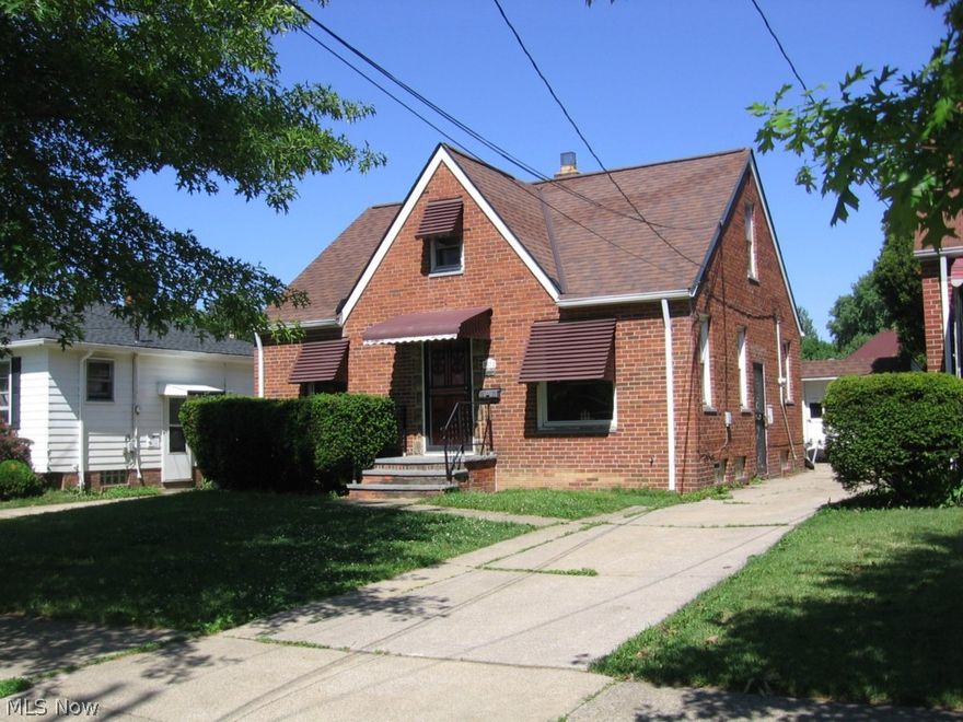 Charming all brick cape cod with three bedrooms and one bath. Kitchen has newer cabinets, sink & counter-top. Hardwood floors in Living Room and two bedrooms. Upstairs Master bedroom is spacious with a walk in closet. Full unfinished basement has glass block windows and plenty of storage space. Needs some work, but has lots of potential.  Property is being purchased as is.  Always use caution when approaching property, beware of possible mold presence inside. Property sold as-is, without repairs, warranties or representations.