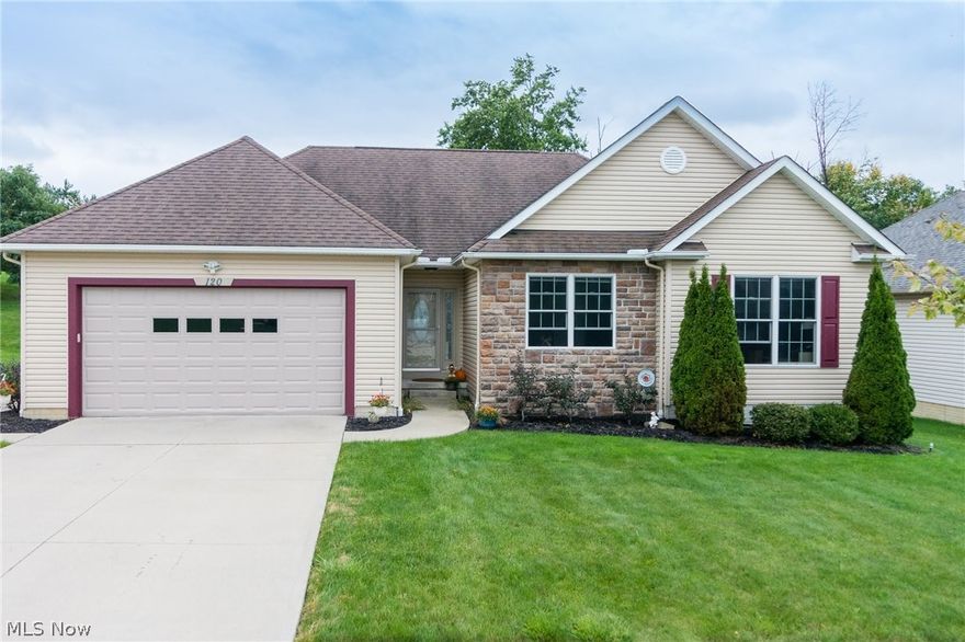 Extremely hard to find newer ranch home in Hudson Schools, under 300k!  Situated on one of the best lots in the development - fall in love with the modern open floor plan, spacious room sizes, tasteful decor and private back yard!  The kitchen features granite counters, upgraded cabinetry, and high end laminate flooring through the dining area and foyer. The great room offers a soaring vaulted ceiling and gas fireplace w/stone front. Master suite is complete with dual closets (one walk-in), double vanity, soaking tub and walk-in shower. Two other ample bedrooms, a full bath, and first floor laundry complete the main level. Out back you will find a truly private setting, complete with large yard and deck for entertaining, gazebo on deck can stay!  Finally the finished lower level is complete with theater area, space for recreation/workout/billiards, a neat half bath, and additional storage space. Put this on your must-see list today!