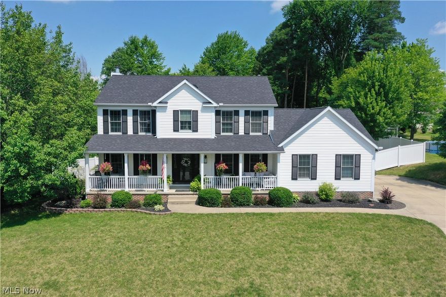 Fabulous custom colonial nestled on .5 beautifully manicured acres abutting woods in Regent Park presents an open floor plan and spacious living areas.    Inviting covered front porch welcomes guests and leads to gracious foyer.  Bright formal dining room offers ambiance for intimate or large gatherings.  Sunken living room boasts floor to ceiling stone fireplace with rough sawn wood mantle, flanked by built-in cabinetry, and glass pocket doors to formal living room.  Gourmet kitchen highlights granite counter, all new SS appliances including convection oven, pantry, peninsula breakfast bar, under/over counter lighting, and separate eating area.  Engaging, vaulted sunroom with wood ceiling features gas fireplace unit and access to paver brick patio.  Laundry room with cabinetry and a guest bath complete the first floor.  The second level offers four nicely appointed bedrooms including the owners suite with WIC and glamour bath w/ soaking tub and tiled shower, and a main full bath. The finished lower level hosts additional living space with multi-purpose room w/surround sound, family room, and ample storage. Enchanting backyard oasis w/new shed, landscaping, pool, patio, entire yard fencing.  Notable amenities include new doors/hinges/knobs throughout, freshly painted, new lighting, some flooring, etc. Must see!! Absolute paradise!