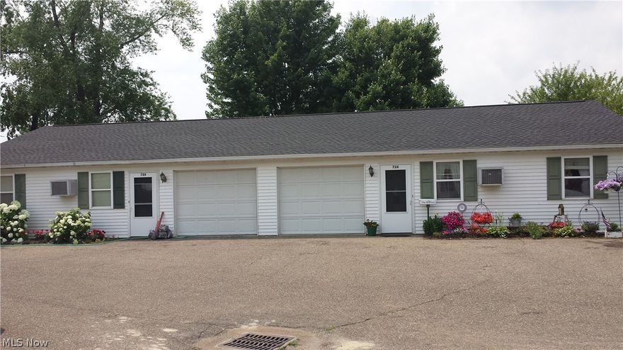 2 bedroom ranch style duplexes. Wall a/c unit and electric baseboard heaters. washer and dryer hookup. 1 car garage, no basements. No smokers.