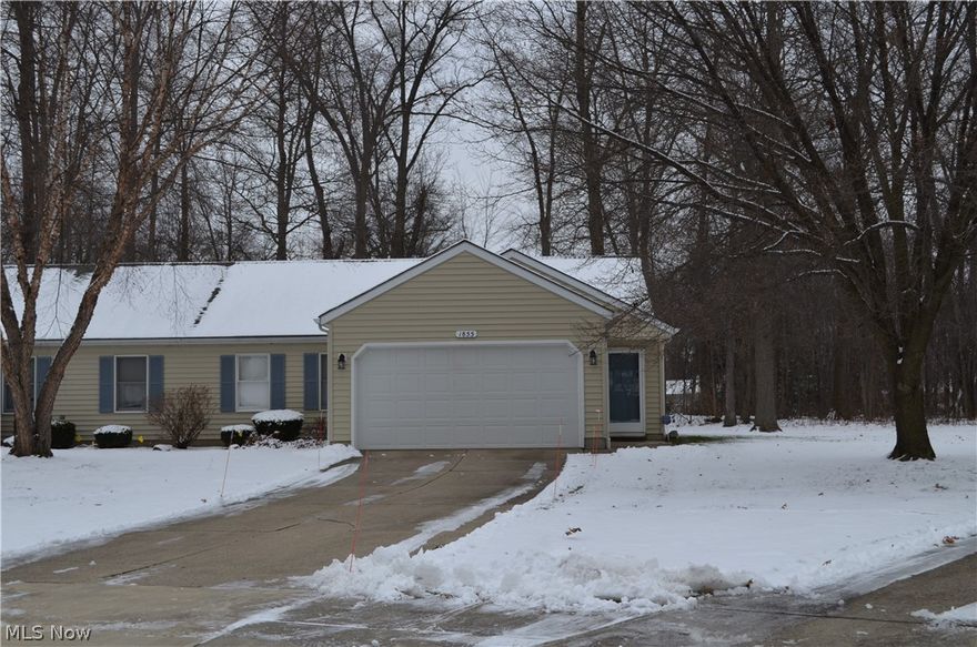 Hard to find ranch style, 3 bedroom, 2 full bath condominium in a cul-de-sac. Wooded area, large green space, professionally maintained. This Avon condo has key location within the development. Quiet, peaceful area, fells more like a cluster home. Vaulted ceilings and open concept floor plan. Rear family room with brick fireplace and views of the mature trees and greenery. Rear patio for relaxing and grilling. The master bedroom is in the rear of the property overlooking same. A master bath with an easy access shower with a seat for convenience and/or special needs. The second full bath boasts a tub for those that can't live without one! A third bedroom that can be used as flex space for an office, sewing/craft or exercise area. Newer furnace and A/C. Freshly painted. Attached 2-car garage with attic storage and extra depth. There is even a ramp for those in need. 
Large enough drive-way that your guests will not have to utilize a "visitor" parking spot. Vacant and ready for personal