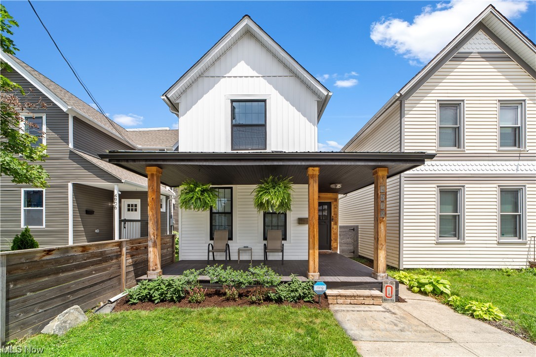 Welcome to your stunning oasis in the Ohio City / Detroit Shoreway neighborhood! This immaculate house has undergone a top-to-bottom renovation, leaving no detail untouched. From the moment you step inside, you'll be captivated by the modern design and luxurious finishes throughout. Featuring 3 bedrooms, 3 bathrooms, and a detached 2-car garage, this home offers both comfort and convenience. The private backyard provides a serene retreat, perfect for outdoor entertaining or unwinding after a long day. Soak in the vibrant neighborhood ambiance from the charming front porch. Step into the open-concept living area and be greeted by a seamless flow that enhances the spaciousness of the home. The kitchen is a true showstopper, boasting quartz countertops, stainless steel appliances, center island and a large pantry. Beautiful hickory hardwood floors add warmth and elegance to the space. The gorgeous bathrooms have contemporary finishes that exude a sense of luxury. Upstairs laundry area el