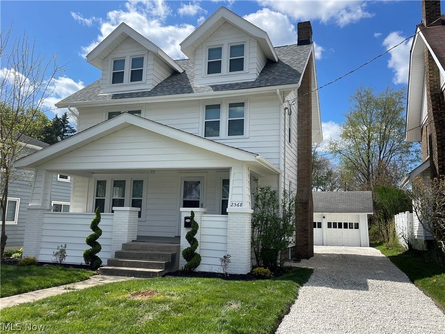 This home has been renovated from top to bottom!  It features 4 bedrooms, 2 full (completely updated) bathrooms and a brand new eat in kitchen with all new LG stainless steel appliances.  The large living room has a wood burning fireplace and newly refinished hardwood floors.  The dining room has hardwood floors and plenty of built-ins! This home has had a fresh coat of paint throughout the interior as well as the exterior siding.  Other updates - New Central Air, all new windows, glass block windows, new wide slat blinds, new carpet & LVP flooring, 2 new garage door openers, Updated 100 amp service and a newer roof!  If you like older homes that have all the updates... you'll love this one!  If you enjoy the festivals at the Front St. Mall...GREAT! You're within walking distance!