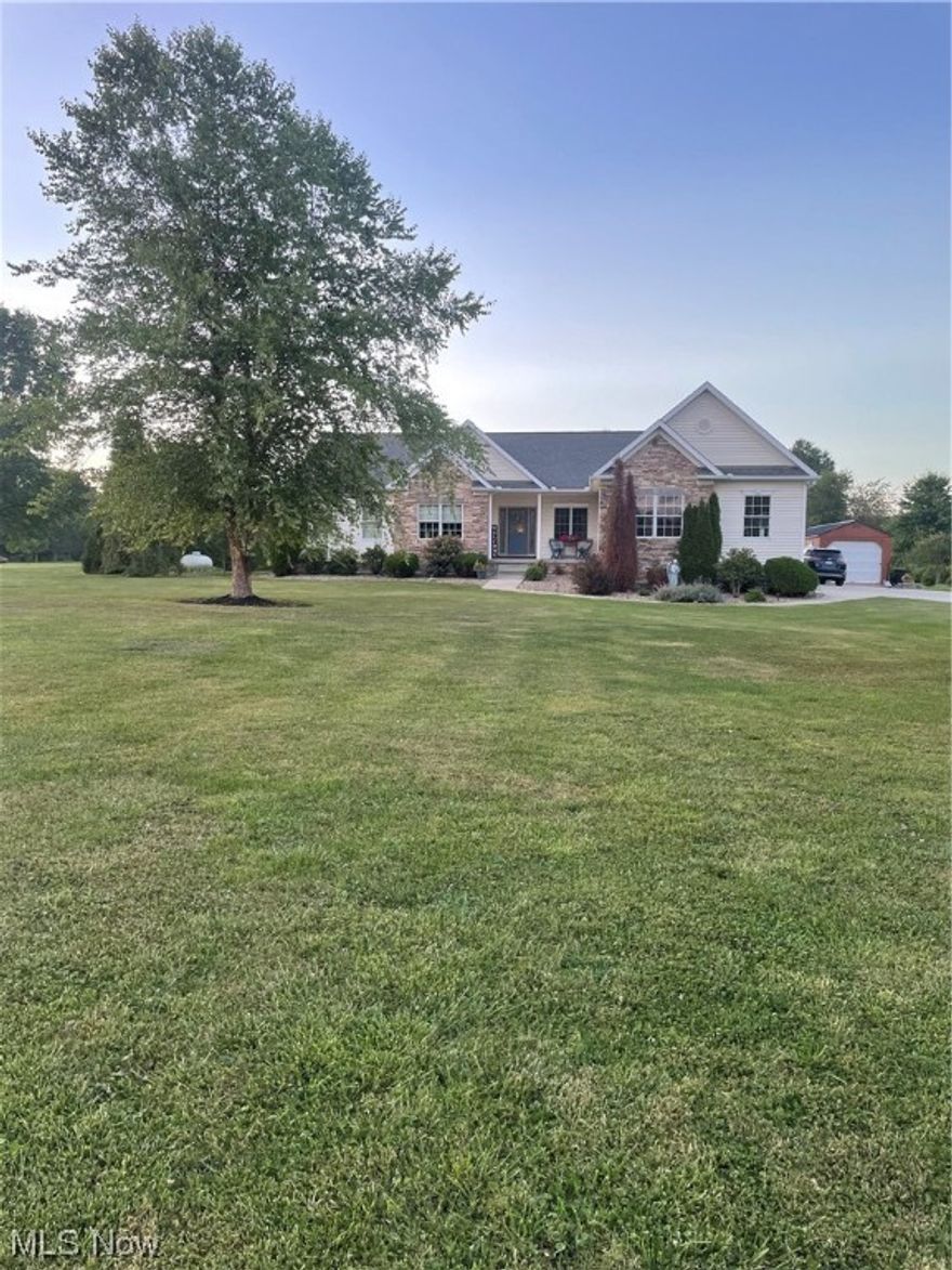 Beautiful home in a great setting. Peaceful backyard with plenty of land to play on and enjoy. Room are spacious. Ceiling fans in all bedrooms, office, living room, kitchen, and back porch. Basement is huge. Many new updates in the past three years to include a brand new roof as of May 2023. All new Levolor blinds throughout the house. Above ground pool that attaches to the back deck. Swimming pool has a heat pump, Huge shed for storing mower, tools and any other toys. Another shed is located in back of property. Back of property has a wooded lot and has a trail through it. This house is close to Akron and Youngstown. Only 1 hour away from Cleveland. this a must see house.