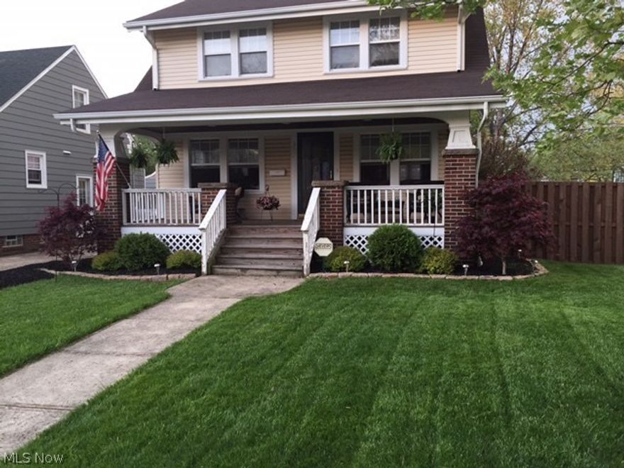 Nicely updated colonial in Willowick, close to schools, shopping and the freeway. The charming front porch welcomes you in to the spacious family room with gas fireplace and crown molding. French doors open to the first floor office. The kitchen has newer cabinets, backsplash, breakfast bar, and laminate wood floor that continues into the open dining room. Upstairs features 3 bedrooms and 2 full bathrooms. Spacious master with private full bathroom. The finished lower level is great for entertaining with large rec room and bar area. Great fenced in backyard with beautiful stamped concrete patio and 2 car garage. This charming move in ready home is a must see.