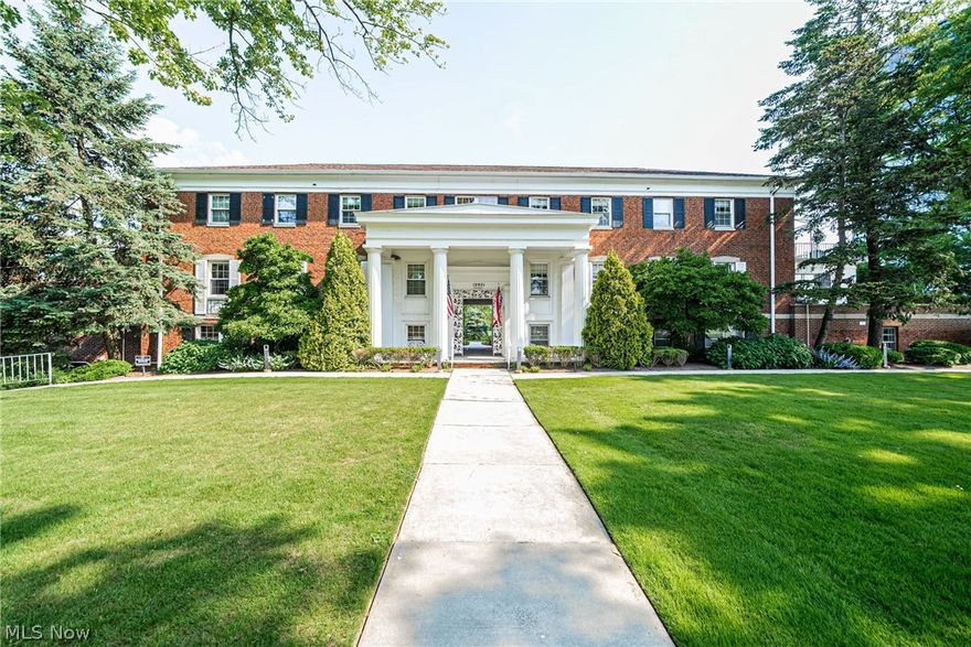 Here is the condo you've been waiting for in Shaker Heights! Let the sunshine in through the large corner living room windows with a direct view to the Shaker Heights Country Club golf course.  Enjoy preparing meals in the modernized kitchen which includes quartz countertops, an abundance of storage and all the appliances. The kitchen/entry flooring is uniquely made of cork!  A hot water heat system runs through the condo flooring (without using forced air). It's a perfect pairing to have heated floors on a cold winter's night! Spend time catching up with friends and family in the dining area before having a nightcap on the outside patio. There is a custom made awning for the patio, (professionally installed) in the spring and removed in the fall (per the owner's request). While back inside, make your way down the hall to a full bathroom, a bedroom, closet and a hall closet. Around the corner, you will find the primary bedroom with an ensuite full bathroom and large closet. This unit includes an ensuite Whirlpool washer/dryer, one heated garage space, elevator use and an additional sizable storage room on the ground floor! Previously owned and maintained by the same person for over eighteen years. All you need to do is pack your bags! Conveniently located within walking distance to the Van Aken District, public transportation, restaurants, shopping and much more! Don't miss out on this AMAZING opportunity!"