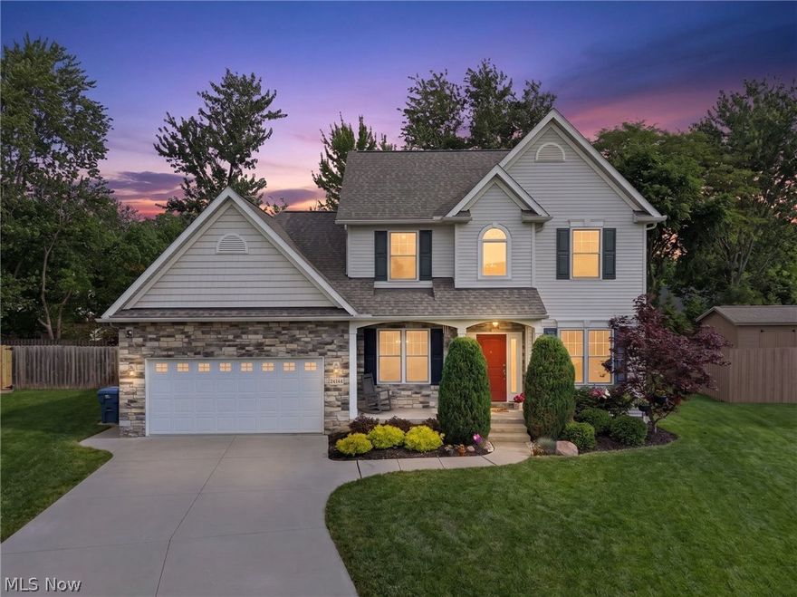Rarely do you find complete perfection -- a home that exudes pride in ownership combined w/a fresh, open floor plan wrapped in natural light, special, unique touches throughout, and ready to move in & enjoy! Welcome to 24144 Salzburg Circle, a beautiful home on a delightful cul-de-sac filled w/amazing features & high-quality owner improvements (you must see the extensive list - call for details). This home features a light-filled 2-story foyer, 9’ main level ceilings, and radiant wood look laminate floors continuing into the kitchen. This home’s unique, versatile design includes a board & batten accent wall w/tray ceiling in the dining room, a well-appointed office w/ French doors, built-in desk/shelves/window seat & a laundry/mud room area w/built-in bench. The heart of this home is the stunning kitchen w/shaker-style white cabinets, SS appliances incl. a Bosch gas range, lovely, tiled backsplash, Quartz counter tops & a spacious café style dining counter w/chic pendant lighting. The kitchen is open to the bright, comfortable great room which features a gas fireplace, ceiling fan, and walk-out access to the rear yard that features a gorgeous Richcliff paver patio surrounded by professionally designed landscape & a 6’ cedar privacy fence. The finishing touch on this level is a back bedroom w/direct access to a tastefully designed full bath. On the 2nd level is the primary suite w/walk-in-closet w/organizers & luxury ensuite w/sep soaking tub & double vanity. Two additional bedrooms share a modern full bath. The basement provides flexible space for recreational, storage or work needs & plumbed for half bath. The primary sump pump (w/backup) was replaced & there is a radon mitigation system for complete peace of mind. Addl features include solid core doors, ELK light fixtures, dimmers, recessed lights, ceiling fans, pet/smoke free home & much, much more. Please see the 2D & 3D floorplans along with the Matterport 3D Virtual Walkthrough to experience this special home!