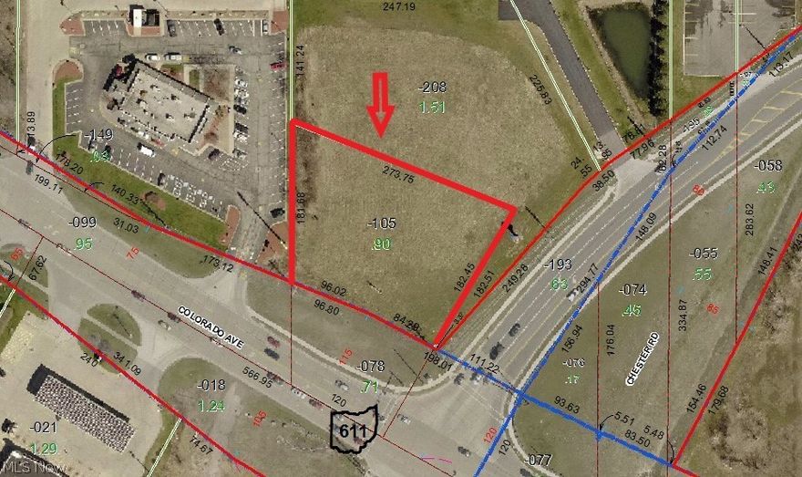 Very high traffic commercial corner in fast growing area at the corner of Colorado Ave (SR 611) and Chester Rd. Just under 1 acre with immediate access to to I90. Traffic count of over 25,000/day on Colorado Ave and 18,000/day on Chester Rd. Rare opportunity for this highly visible corner lot.