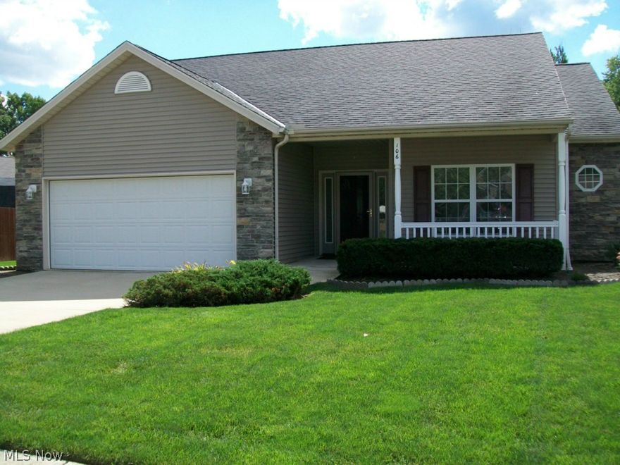 This is a former model, only 11 years old, in great condition, original owner. Home features 3 bedrooms, and two full baths. Owners bedroom has a walk in closet. Upgrades include highland series cabinets, 90+ efficiency furnace, brick veneer front, 80 gallon electric hot water tank, large laundry room, all wood trim, covered porch on the front and a covered patio on the rear, private park like fenced in back yard with a 12x12 storage shed. All appliances will stay....gas fireplace with blower in the family room. Separate water meter, one for inside water usage and one for outside water usage. Drop staircase to access additional storage area in attic, ceiling fans in all bedrooms, walk in shower in owners bath, invisible fence around entire property. All appliances stay.