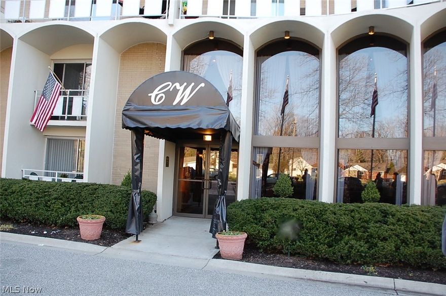 This one bedroom unit is fresh and has newer carpet and paint. The hower enclosure and commode have recently been replaced, ceramic tiles in foyer. All appliances included, Washer and dryer on same floor across the hallway.  All utilities except electric included. Sliding doors with Balcony off living room and dining area. 3 newer ceiling fans. Breakfast bar in kitchen. Assigned garage space #61 included with opener. Storage space #33 (off pool/exercise area). Wooded grounds, beautifully landscaped. Year round indoor pool, whirlpool tub, exercise room, sauna and locker room. Recently remodeled lobby. Very desirable Rocky River building. Close to shopping and transportation.