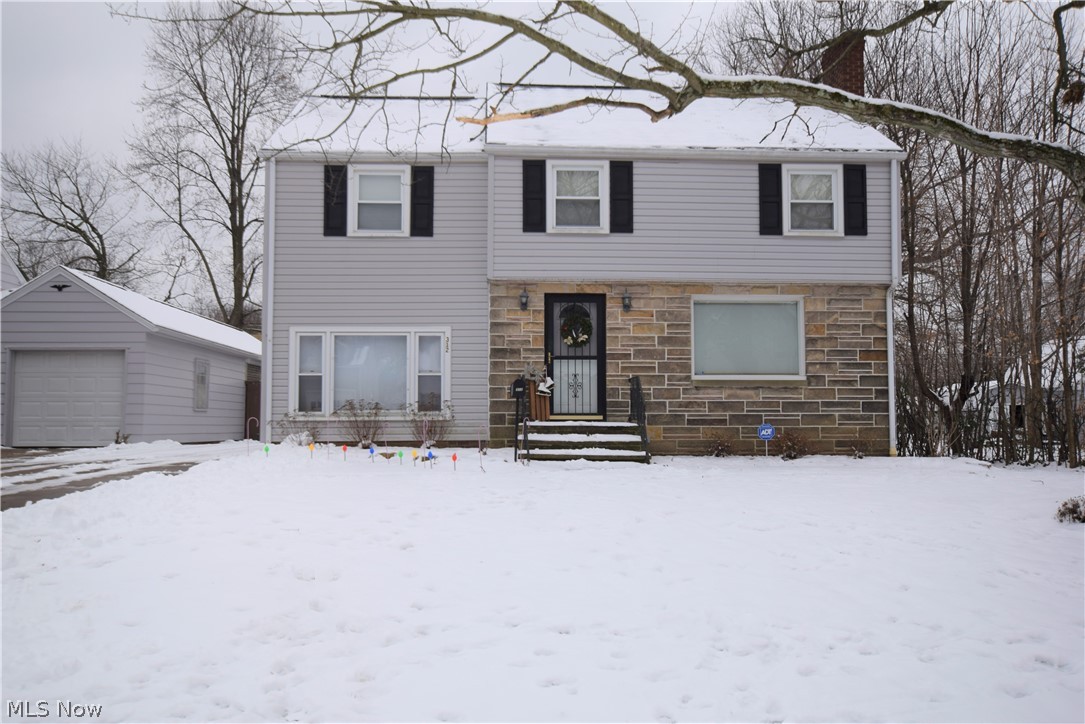 Lovely 2 story Colonial home in Harter Heights Canton. Conveniently located near school and shopping area. Neutral decor throughout. Mostly carpeted floor with hardwood underneath. Living room is a cozy area with a gas fireplace. Dining room is a perfect spot to host guests for dinner. The main level has all custom blinds that will remain. ALL appliances convey. The first floor has a bonus room which leads out back to a beautiful covered brick patio for cook outs...rain or shine. Head upstairs to find 3 large bedrooms and a full bathroom. The basement has another full bathroom. There is a large 2 car detached garage w/heat that could be utilized as a work space. There is also a shed for additional storage.