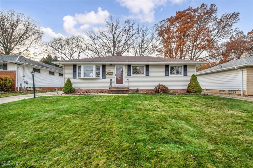 Updated and well-maintained ranch offering 1,124 square feet of comfortable, move-in-ready living. This inviting 3-bedroom home features 1 full bath and 1 half bath, with all appliances and window treatments included for added convenience. The main level offers a warm and cohesive flow, showcasing ceramic tile in the kitchen and bathrooms and beautiful hardwood floors throughout the living room, dining room, and bedrooms. Recent improvements include a new front door and storm door (2024) and a new water heater (2022), giving peace of mind to the next owner. Exterior features add both function and enjoyment, with a LeafFilter gutter system and a SunSetter awning providing shade over part of the back deck—perfect for outdoor relaxation. The home also includes a partially finished basement, with half of the space offering a versatile finished area complete with a mix of tile and carpet flooring.