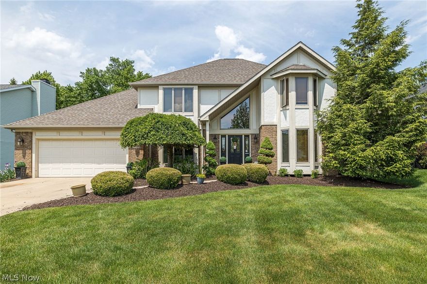 Warm and Welcoming 4 bedroom, 2.5 bath Colonial situated in Strongsville's Echo Lake neighborhood, which includes a pool, tennis courts and is close to all amenities! The attractive Tudor style exterior has been freshly painted and is nicely accented by the updated landscaping! Inviting 2 story entry with hardwood floors that flow into the delightful formal dining room, lovely den w/ bay window & French doors that open to the large family room with cozy brick fireplace. Wonderful country style eat-in kitchen with wood cabinetry, center island with seating, updated lighting, fixtures & faucet, included stainless steel appliances & generous dining area! Laundry room and half bath complete the first floor. The second floor has a spacious owner’s suite with a walk-in closet and private bath with double sink vanity, soaking tub & walk-in shower. Three additional bedrooms and another full bath. You will love relaxing or entertaining on the sprawling back patio surround by lovely lush flower