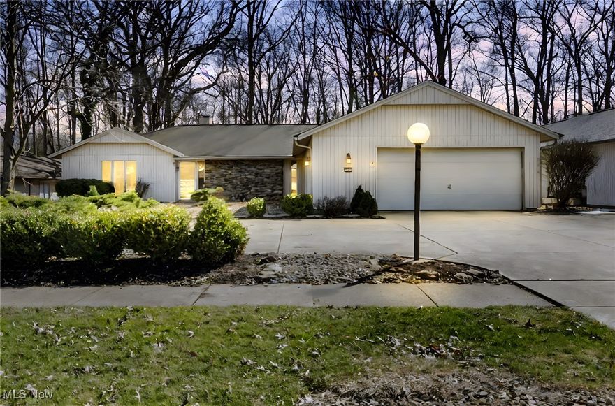 Enjoy all of the amenities Meadowood has to offer!, party room, playground and community pool This spacious ranch offers nearly 2,300 SF of living area, and open floor plan, perfect for either entertaining or casual family living. The fully-applianced kitchen is also open which provides a fireplace and access to the patio and wooded back yard. You will enjoy the master suite with beautiful wooded view, private full bath with shower and walk in closet. The other two bedrooms are  spacious and share a full bath. In addition, there is a powder room convenient to the living area of the home. The laundry room includes the washer and dryer and provides access to the garage. The roof was replaced within the past 7 years. There are 2 heating/cooling zones with separate HVAC units. One furnace replaced in 2004 and the other in 2016. Updates I 2024-2025 include an addition of office/playroom, new flooring in main living areas, updated bathrooms, all new kitchen appliances , new water tank, painted throughout, and new lighting . You will enjoy the patio and wooded back yard in the summer, and the beautiful views in all seasons.