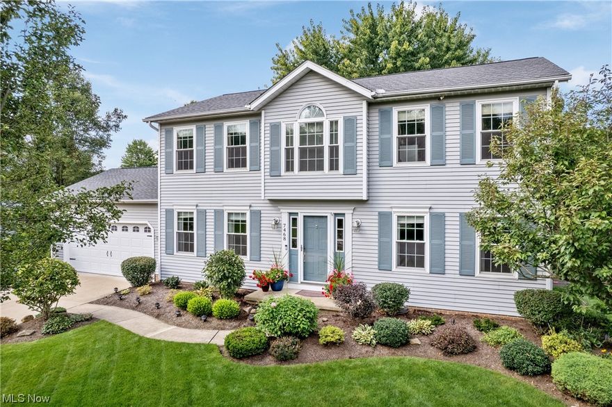 Welcome to this impeccably maintained home at 7468 Foghorn Lane in Nordonia Hills CSD. Lots of space for a family or those working from home. The living room shows off the newer flooring that is throughout the first floor including the dining room. The kitchen was remodeled with soft close doors and drawers, granite and stainless appliances.  A gas fireplace is in the family room which is open to the dinette and kitchen.  A slider leads to the lovely backyard.  Upstairs are 4 bedrooms - all have wood laminate flooring, and ceiling fans.  The master has a nicely updated full bathroom and large walk in closet.  A large recreation room is in the basement with a pool table! Outside you will find a beautiful space for relaxing and entertaining.  The extra large deck has a canopy that will stay, as well as a pergola and several seating areas.  The backyard is fully fenced and includes a shed.  Updates include but are not limited to: roof 2016, garage door 2020, HVAC 2019, kitchen 2021, windo