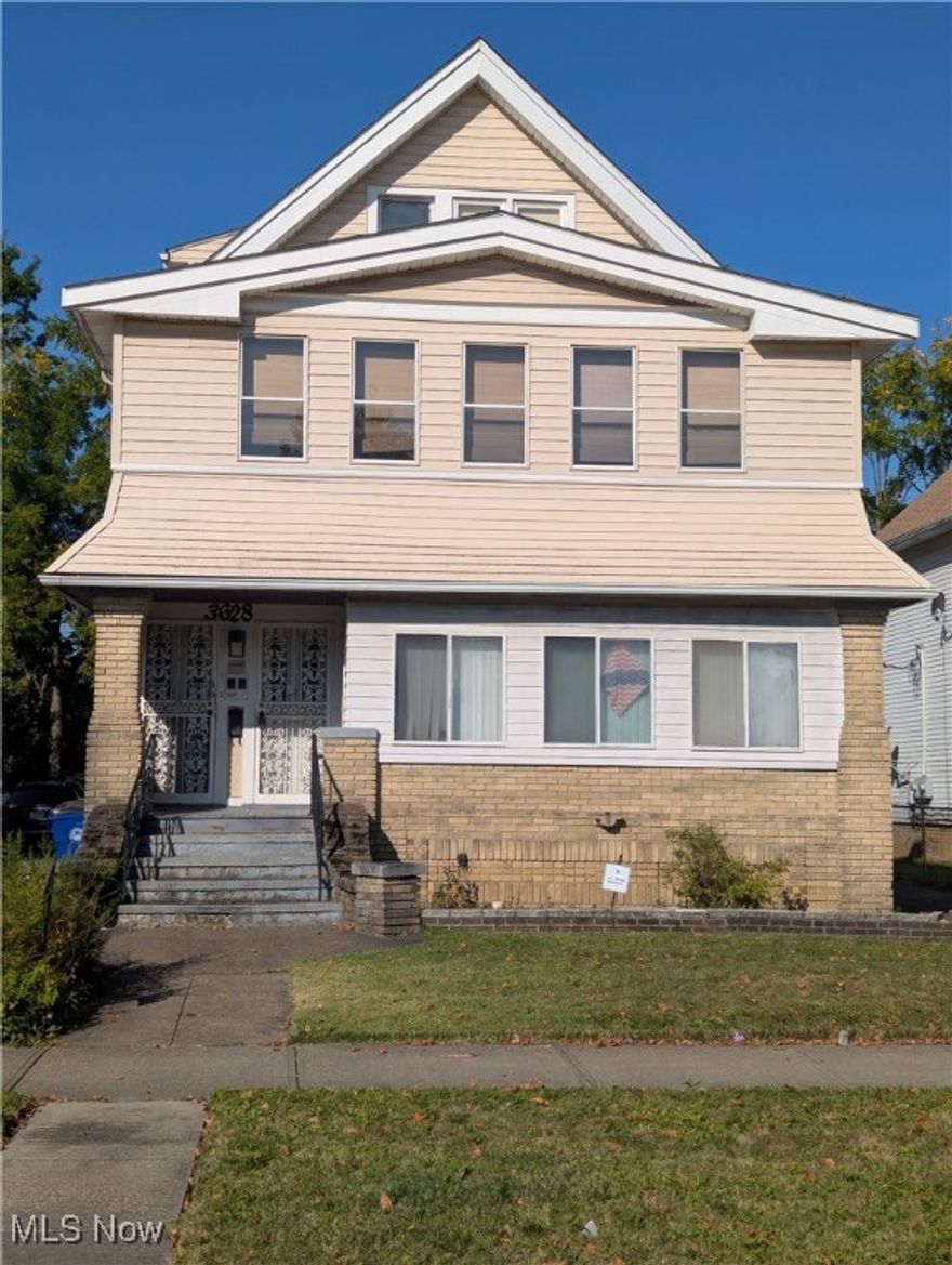 Look no further, this multi-family home has been family owned, occupied & well maintained for 60+ years!  Very spacious, attractive with classic charm and lots of potential. Public records designate the property as a duplex, the 1st & 2nd floor units having 3 Bedrooms, 1 Bathroom, Kitchen, Living & Dining Rooms.  This home features a finished 3rd fl unit which also has 3 Bedrooms, 1 Bathroom, Kitchen & Living Room areas.  Each of the 3 units have front & rear entrances offering lucrative rental opportunities for an investor or owner-occupant. The full  basement is finished with Laundry hook-ups, Kitchenette, tons of space of storage plus a 4th Bathroom with Shower Stall.  With a bit more attention / updates this property is move-in ready! The roof was replaced in 2023, most windows have been replaced, secure basement with glass block windows, security storm doors and fenced in yard with rear 2nd floor porch and rear deck. Property being sold As-Is, sellers will not make any repairs or updates.  Located within minutes to nearby Lee Harvard or Shaker Towne shopping, Downtown Cleveland, public transportation, area health care facilities & universities.  Call to schedule your showing!   No wholesaler or seller financing offers will be entertained.