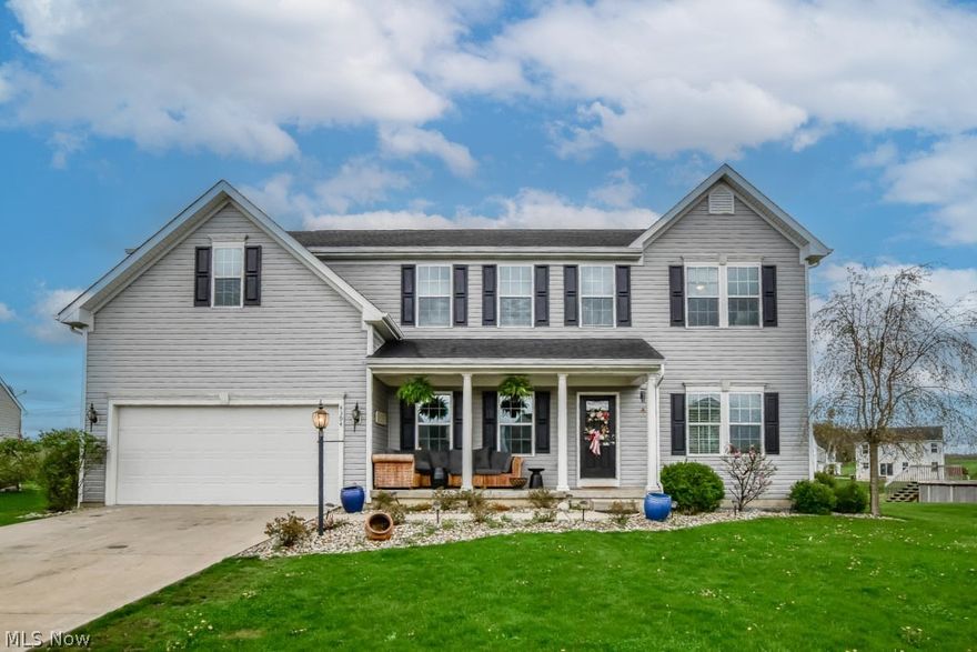 This Knights Crossing colonial is sure to impress with over 4200 square feet of living space and a spacious half acre lot! Built with energy efficiency in mind and a floor plan ideal for everyday living and entertaining. Gatherings are made easy by the multiple living areas that include a front living room and a family room with a cozy gas fireplace that opens to the kitchen complete with laminate counters, mosaic tile backsplash, stainless steel appliances and a pantry. Enjoy casual meals at the breakfast counter or in the sun filled morning room that has access to the patio and fully fenced backyard. The formal dining room is perfect for holidays and celebrations. Large families will appreciate 6 bedrooms, two of which are on the main floor with access to a full bath. Upstairs offers 4 more bedrooms and two full baths including the master suite with a walk-in closet and en-suite. There's also a bonus room that could easily be used as another bedroom and a 2nd floor laundry that adds the ultimate convenience! Last but not least is the lower level rec room for games and movies and a two flex rooms that adds versatile space to suit your needs. Recent improvements include LVT flooring and lighting throughout the entire first floor, fresh paint, new tile flooring in all bathrooms, built-in shelving in the family room and trim work throughout. With an attached two-car garage, cul-de-sac setting, and prime location served by Perry Local schools, this home has it all. Schedule your tour today!