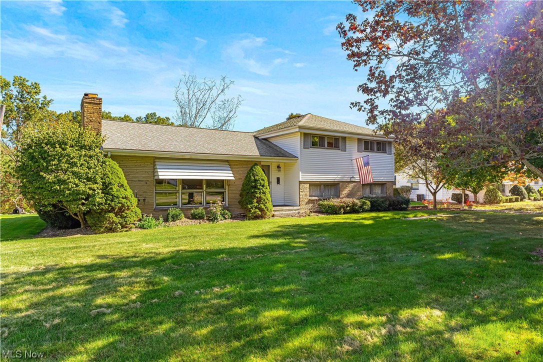 Charming 3 bedroom 2 bath split level in the heart of CANFIELD! Step inside and be greeted by an exquisite amish built kitchen, complete with full size double ovens, a unique Kitchen Aid pull-up feature and top of the line stainless steel appliances. The spacious family room beckons for gatherings, while the cozy living room, accentuated by a fireplace, invites relaxation. Outdoor enthusiasts will adore the large deck and patio, both perfect for entertaining. Picture nights around the built-in fire pit, with the serenade of the nearby creek and breathtaking view of the woods as your backdrop. A bonus shed provides additional storage. This home isn't just a residence, it's an experience. Schedule your private showing today! Roof 5 years, HWT 4 years, Newer Appliances