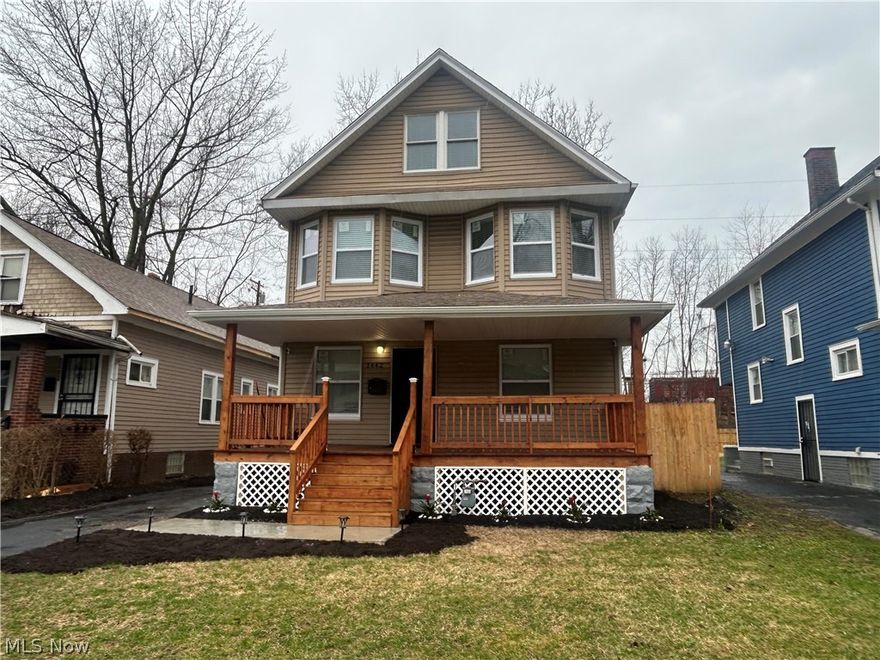 Fully renovated from top to bottom, this move in ready home offers a perfect blend of modern updates and everyday comfort. From the interior to the exterior, no detail was overlooked. The living room, dining room, kitchen, and bathroom all feature durable luxury vinyl plank (LVP) flooring, while all bedrooms are comfortably carpeted. Recessed lighting brightens the living room, and ceiling fans have been installed in all four bedrooms for added comfort. The kitchen has been completely remodeled and showcases crisp white cabinetry, a stylish wood countertop, a stainless steel sink, and all brand new stainless steel appliances, including a refrigerator, stove, and microwave. The entire interior has been freshly painted, creating a clean and inviting atmosphere throughout the home. Major upgrades include newly installed vinyl double-pane windows throughout, new door hardware, and the majority of doors replaced. Mechanical updates include all new electrical updated, a brand-new furnace and hot water tank. The attic offers additional value with recessed lighting. The basement features a solid block foundation, updated electrical, includes a dehumidifier, and a newly installed utility sink for added convenience. Outside, enjoy a newly constructed stained wooden front porch, updated rear steps, and a brand-new wooden privacy fence in the backyard perfect for entertaining, relaxing, or future gatherings. Conveniently located near local convenience stores, public transportation, and major highways including I-90. Nearby RTA bus routes and stops provide easy access throughout the city, making commuting and daily travel simple and efficient. Whether you’re a first time homebuyer or an investor looking for a fully updated property, this home checks all the boxes. Schedule your showing today.