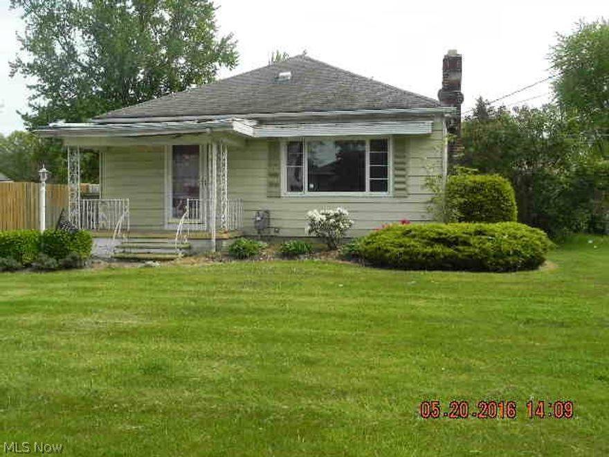 With a little elbow grease- this quaint ranch could be like new again!  Spacious living room w/ fireplace offers neutral carpet and dining area.  The kitchen has updated tile flooring and a newer stainless steel microwave!  All three bedrooms offer hardwood flooring and the main bath is just steps away from it all.  The full basement is partially finished and offers a 2nd full bath!  There is a laundry room, storage area and plenty of extra space too.  Outside you will find a fully fenced rear yard, back patio and detached garage w/ newer garage door and roof.   Accepting only cash or rehab offers please.