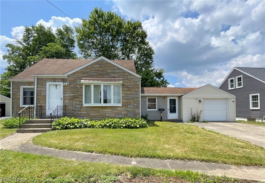 Introducing a charming 2 bedroom, 3 bathroom home in Struthers! As you step inside, you'll find a first-floor Primary  bedroom featuring two spacious closets and a full bath with a step in shower.  The 22x13 kitchen addition is the highlight of the home and  has an abundance of cabinet space, a pantry, a large island, and sliding glass doors to access the welcoming  back deck.  It seamlessly opens into the welcoming family room, featuring a wood burning fireplace with a blower and brick hearth, creating a ideal space ideal space for gathering and entertaining. Additionally, the first floor also includes a laundry area for added convenience.  The breezeway/ office (with electric baseboard heat), formal living room, and full bathroom complete the 1st floor The second bedroom is located on the second floor and boasts beautiful hardwood floors along with another full bath with a step in shower and cedar closet. Basement has glass block windows and 150 amp electric. Step outside onto the ba