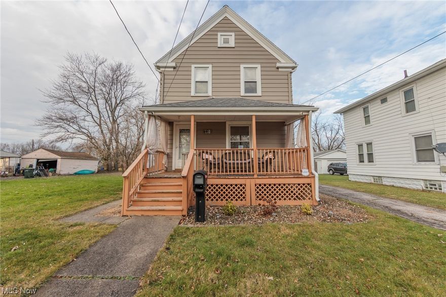 Century Colonial home located on a huge double lot! Upon arrival, you are immediately welcomed by an expansive covered front porch which is the perfect spot to enjoy a relaxing afternoon/evening. Nice interior details such as high ceilings throughout the first floor and heavy crown molding in the living room. The kitchen features a double stainless sink, stainless refrigerator, gas stove, and wood cabinets. The full basement has a washer and dryer and plenty of extra living/storage space. On the back of the house is an attached wooden deck. The backyard also has a shed which is the perfect spot for yard equipment such as the included riding mower! Recent updates include: a newer HVAC including a new furnace and AC unit/condenser with an updated electronic Wi'Fi enabled thermostat, a sewer line that has a newly installed backflow preventer/clean out valve, 5 years ago the home received new windows, paint, and carpet. A home warranty is included for added peace of mind. Schedule your private showing today!