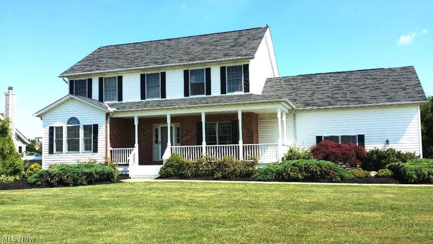 Camelot Subdivision with Community Pool & Park in Avon! Deep Lot, private and surrounded by buffered trees and a side load entry garage with a classic front porch welcoming you home! Large home with great living space- True 5 bedroom 3.5 baths. 2-story foyer with  family room and fireplace, formal living and dining rooms and a huge eat-in kitchen with Corian Tops and a 1st. floor laundry room! The eat-in kitchen has slider to the rear patio with pergola for outside entertaining. 4 bedrooms upstairs including the Master with Master bath. Master bath has double vanity, jetted tub and separate shower. Full finished basement with billiards, 3rd. full bath and a 5th bedroom with ingress & egress window. This is ready to move in and available for immediate occupancy. One Year Home Warranty is included!!