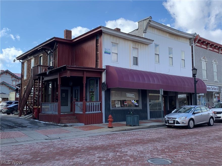 Downtown Minerva building with endless possibilities. Two store fronts, one apartment, and an additional space  that could be renovated for a second apartment or additional business. 
Apartment is occupied at $675 a month.  Lease is month to month. 
Additional storage space is also rented at $625 a month with a one-year lease.