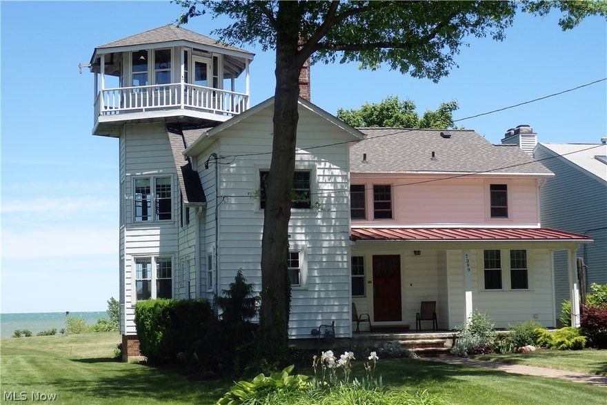 Pristine Lake Erie Landmark Gull Cottage! Enjoy lake views from almost every room of the house. Features custom furniture grade kitchen cabinets with modern appliances, family room with wood burning fireplace, dining room, 2 1/2 baths, 3 bedrooms with option to create a 4th bedroom, full enclosed and conditioned porch for dining, entertaining and office space, full basement with room for workshop and man cave, spiral staircase leads from master bedroom to widows watch, wine cellar, gazebo for fine sunset views.