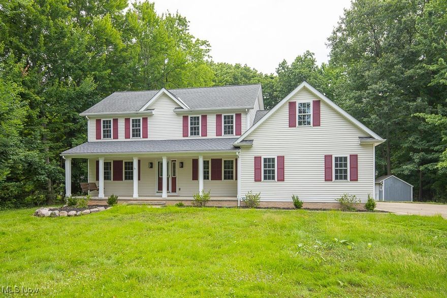 Welcome to this newer built 5 bedroom colonial on over an acre lot in Willoughby Hills.  This home has been well maintained throughout and it is move in ready.  This home features a private lot that is surrounded by trees for privacy.  The front porch offers lots of outdoor space and a swing. The rear deck overlooks the wooded yard and the pool.  The first floor offers a great room with a fireplace, a large eat in kitchen with newer appliances.  There is a bonus space with lots of windows overlooking the private backyard next to the kitchen and great room.  This could be an extension to the kitchen space or the great room.  This home also features a dining room or office space and a full bathroom on the first floor along with a first floor laundry room.  The second floor features 5 bedrooms and 2.5 additional bathrooms.  The basement is partially carpeted and can be used as recreation room or tons of storage space potential.