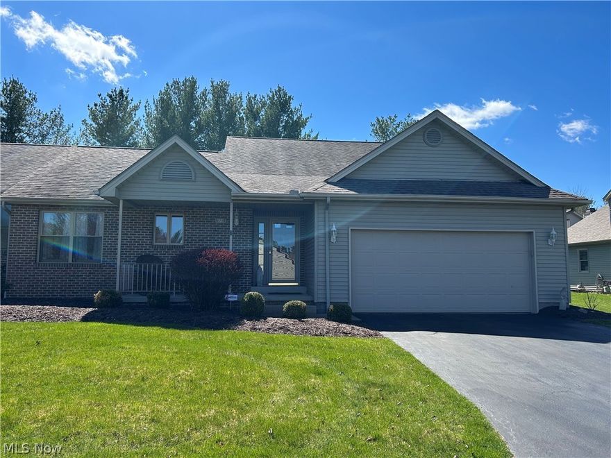 Great opportunity to purchase a Ranch style Condo in Poland, Ohio. Features an open floor plan with a cathedral ceiling, fire place and sliding doors to a large deck with a nice view. This 2 bedroom, 3 bathroom condo has a first floor laundry room and a 2 car garage. There is a finished basement that can be an in law suite, it has a room that could be used as the third bedroom, a full bathroom with a 2nd laundry area and a large area for entertaining. Large closets and plenty of storage throughout.  This is an amazing place to call home! Relax and enjoy the summer nights on the cozy front porch. Call Location, location, location close to Mercy Health Boardman Hospital and the YMCA! Call today!