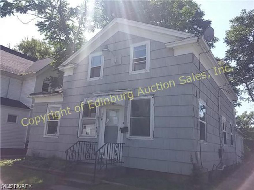 Public Auction: Wednesday, April 22nd 6pm.  Auction will be held at the property.  Two bedroom one bathroom home located on corner lot with fenced in back yard  and nice cozy located in rear off of ktchen.  Would make a great starter home or an investment property.
