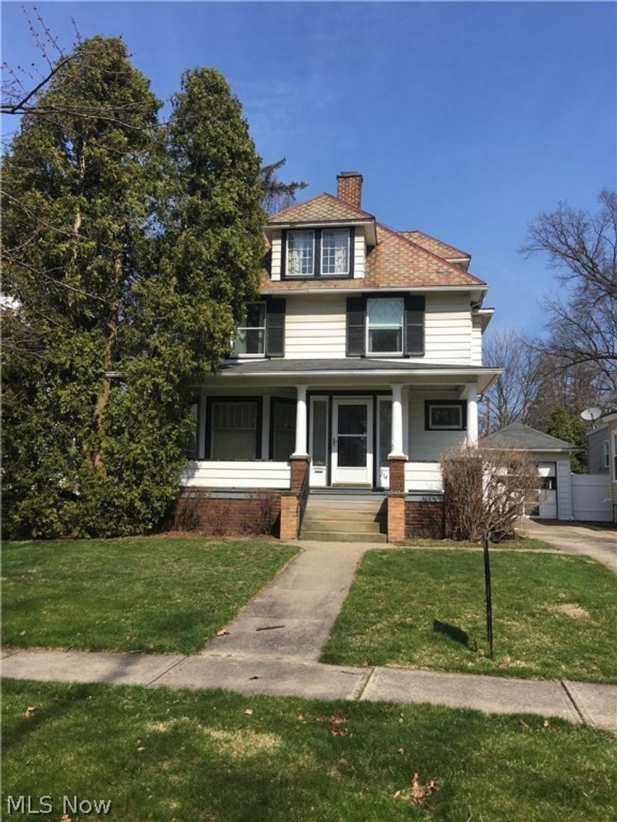 Charming 1900's Colonial featuring beautiful woodwork and beautiful bay windows! Approaching this magnificent home you will get a sense of old-time formality from the very first step onto the grand stairs leading to the partially enclosed porch.  Swing open the wood entry door right into the formal living room where you are greeted by a large stone fireplace and handsome wood stairway to the upper level.  This space boast lots of natural light streaming through a large bay window and additional large side windows. Pass through the dining room entry (which can be closed of with pocket doors) where the theme of natural light by amazing large windows continues.  Many large family gatherings are waiting for you here! Expand on the entertaining space by opening the french doors leading to the family room where again you will find beautiful natural light, plus built-in cabinetry and another fireplace!  A second set of french doors leads to the backyard and deck. There is a side door that lea