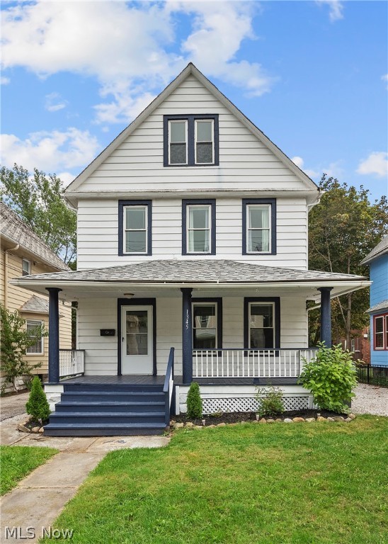 Welcome home to this charming Lakewood colonial with the original beautiful hardwood floors throughout! As the seasons change you can spend many days and nights sitting out on the front or back porch! The great room leads you into the grand dining room with built in seating nook! The updated kitchen features newer appliances and access to the large screened in back porch! As you make your way upstairs you will be greeted by the grand staircase that leads you to the second floor that has three bedrooms and one full bathroom! The generously sized master bedroom comes equipped with built-in storage shelves and the cute library/study can be used as a great office space! The third floor features new carpet and fresh paint throughout, making this the perfect fourth bedroom with two closets! Lastly, the freshly updated basement features a large full bathroom and the washer and dryer that stay with the home! HOME WARRANTY INCLUDED!