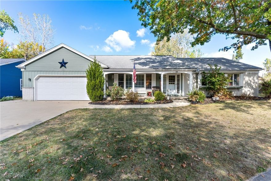 Welcome Home to this Beautiful Elyria Ranch! Tucked away on a quiet dead-end street, this charming ranch home offers stunning curb appeal and a peaceful setting, all while being just minutes from local amenities, highways and Lorain County Community College! Step inside to a warm and inviting foyer that opens to the bright and spacious living room, filled with natural light from the large front window. Which leads you into the formal dining room that features classic wainscoting and flows seamlessly into the open kitchen and breakfast nook, perfect for entertaining. Just off the kitchen, you’ll find a cozy family room with a gas fireplace, creating the perfect spot to relax on cold evenings. Enjoy your morning coffee or unwind in the 3-season room overlooking the backyard, ideal for the warmer months. This home offers 3 bedrooms and 3 full baths, including a generous primary suite with a walk-in closet. Two additional bedrooms and a full bath are conveniently located nearby. A spacious laundry room with extra storage and a third full bath sits off the kitchen side of the home for added functionality. The lower level offers endless potential, finish it for additional living space or keep it as ample storage. With a 2-car attached garage, a welcoming front porch, and true first-floor living, this home checks every box. Come see all that this peaceful Elyria retreat has to offer, comfort, convenience, and character all in one!
