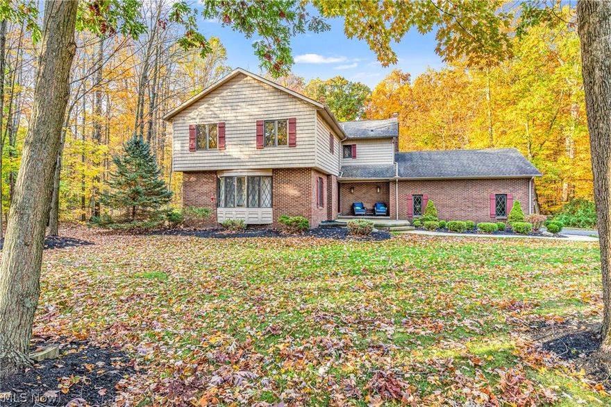 Extremely well kept 4 Bedroom, 3 Full Bathroom, colonial situated on a wooded 1.8 acre park-like lot with a beautiful pond stocked with fish in the front yard! This home has a gorgeous eat-in kitchen featuring Kraftmaid cherry cabinets, stainless steel appliances, a breakfast bar and bay window seat! Great open floor plan with sight lines from the kitchen through the family room with beautiful built in cabinetry, wet bar and remote-controlled gas fireplace! Updated full bathroom on the main level.  New front door opens to the entry foyer with hardwood flooring and open staircase.  The Dining room has two sets of beautiful French doors and chair rail molding.   Massive master bedroom with sitting area, walk-in closet, updated tiled glamour bath with whirlpool tub.  Walk-in closets in 3 of the bedrooms.  This home also features a screened-in porch with hot tub, New garage doors 2018, A/C 2018, HWT 2016, furnace 2016, updated flooring 2020, custom window treatments, a huge 10’x20’ shed, a