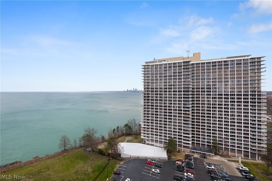 What a view!! This 20th floor unit in the "resort style" community of the Carlyle is ready for it's next owner. This unit comes with a large living space with a wall of windows that overlook Downtown Cleveland and Lake Erie. Recent updates include new flooring, baseboards, paint, and a new dishwasher. This unit comes with it's own dedicated indoor parking space and storage locker. The monthly fees cover heat, air conditioning, water/ sewer and trash. Some of the many amenities included with the Carlyle include indoor and outdoor pools, racquetball court, game room, barbershop/ salon, convenience store, gym, and the Summer Place restaurant. This location is minutes to Lakewood Park, the many shops and restaurants of Lakewood, Edgewater, and Downtown Cleveland!