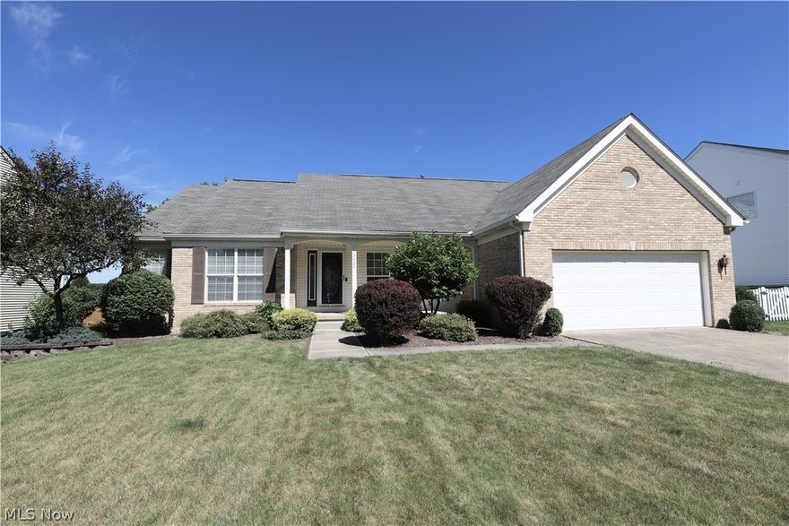 Welcome Home to this sprawling Ranch nestled in Ridgewood Falls. Beautifully maintained! As you walk in the front door you will be greeted with the open floor plan. Vaulted Dining Room. 1st floor office/den with french doors. Soaring ceilings welcome you in the spacious Family Room with gas fireplace & built-in shelving. Eat-in Kitchen offers loads of cabinetry, island, and all appliances. 1st floor Laundry Room. Owner's Suite with walk-in closet, glamour bath with separate tub & walk-in shower. The other 2 Bedrooms can be found on the other side of the home with large closets. Beautiful covered trex deck right off the Family Room, perfect for relaxing. The Basement offers a huge Rec Room area, full bath, and another office space plus loads of storage! (You could make it a walk-out basement to add sq.ft. & the office space as an additional bedroom fairly easily as the grade of the yard & exposed block permits it.) Furnace is approx. 2.5 years old. Convenient Location! Pride of ownership is evident here!