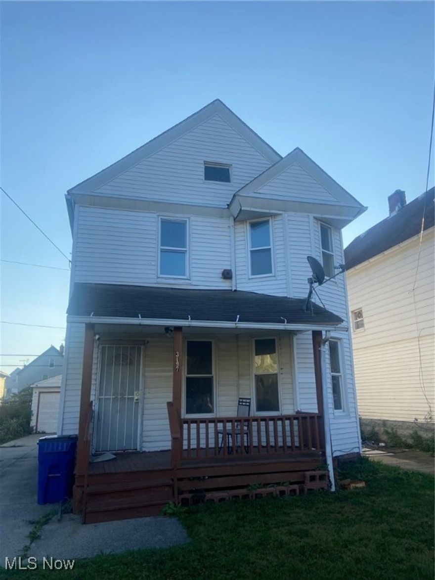 Totally remodelled colonial with covered front porch leading to large living room with numerous windows providing natural light. New flooring and new lights throughout. Remodeled kitchen has new cabinets, granite countertops, stainless steel appliances, and walk-in pantry. Home has dining room, laundry room and 3 bedrooms upstairs. Totally updated full bathroom with new tile floor, vanity counters and new lights. New furnace. Two car detached garage.