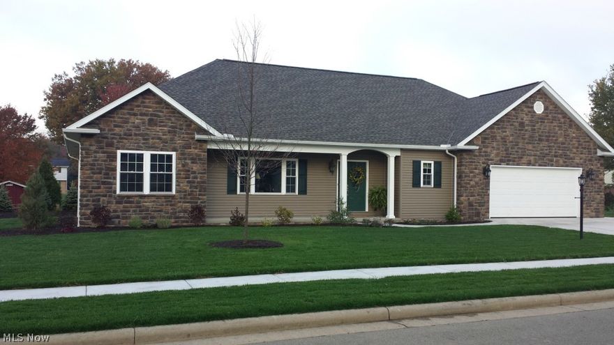 This lovely new home will have approximately 2,500 square feet finished living space. 2014 Parade of homes design! Open floor plan with quality construction. 2 bedrooms with 2 full and 1 half baths on main level. Beautiful woodwork throughout. Granite countertops. 1st floor laundry. Sun room, large master suite with custom tiled shower and double sinks.  Stone and Vinyl exterior. High efficiency HVAC. Back partially covered Patio. Large Rec room finished in basement with kitchenette. Potentially 2 more bedrooms and full bath laid out in basement. Cover front porch. Broker is a partner with the owners. This purchase price does not include the refrigerator or stove could be purchased for an additional $2,000.